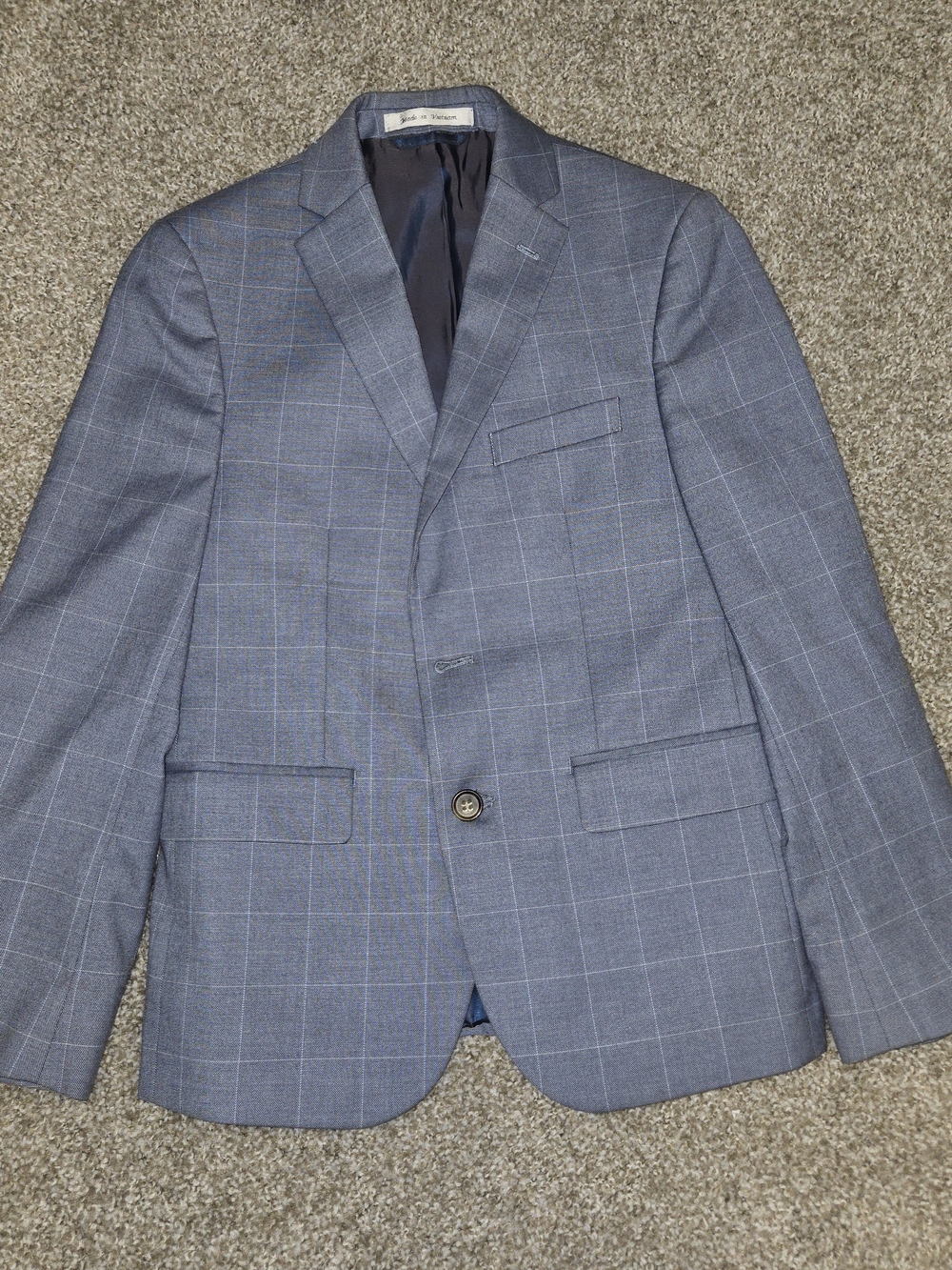 Lauren Ralph Lauren Boy's Gray Blue Windowpane Blazer
